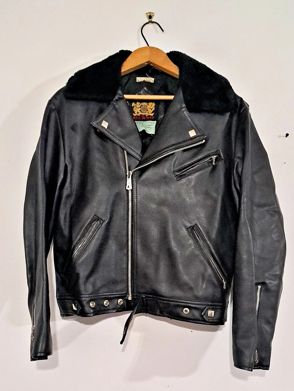 Milano Faux Leather Moto Jacket Black Size Medium